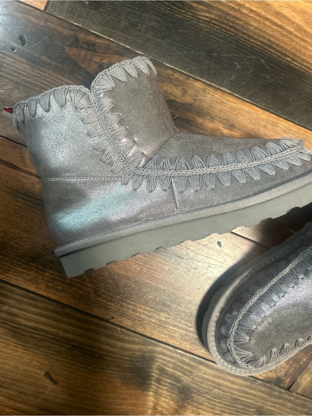 Metallic Gray Cozy Stitch Boot